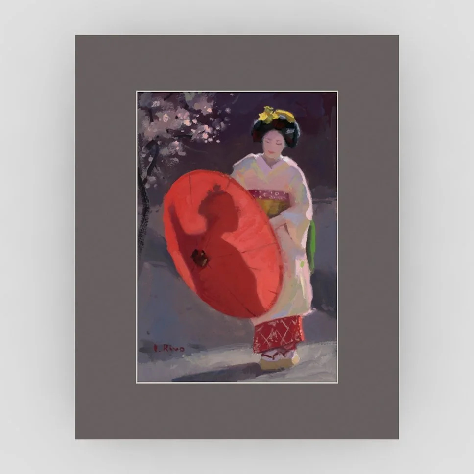 Geisha with a red umbrella — Lena Rivo